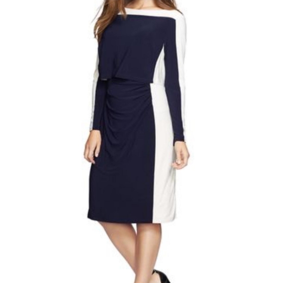 Ralph Lauren color block navy and white dress - Picture 2 of 4